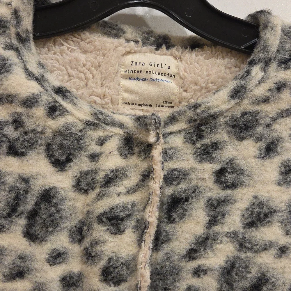 Zara Leopard Print Coat Jacket Size 7-8Y